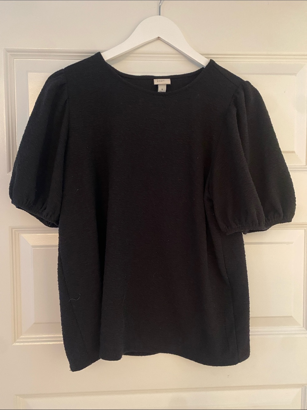 a new day Black Puff-Sleeve Short Sleeve Top